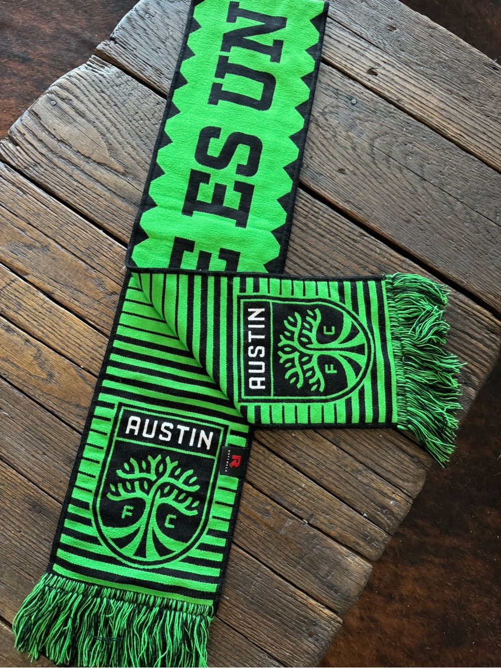 Austin FC Football Soccer Ruffneck Green & Black Scarf - Q2 Stadium